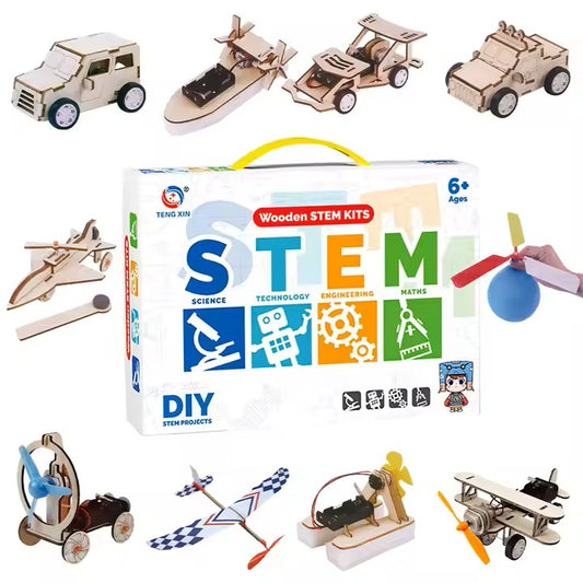 Kit STEM de madera 10 en 1 - Vehículos