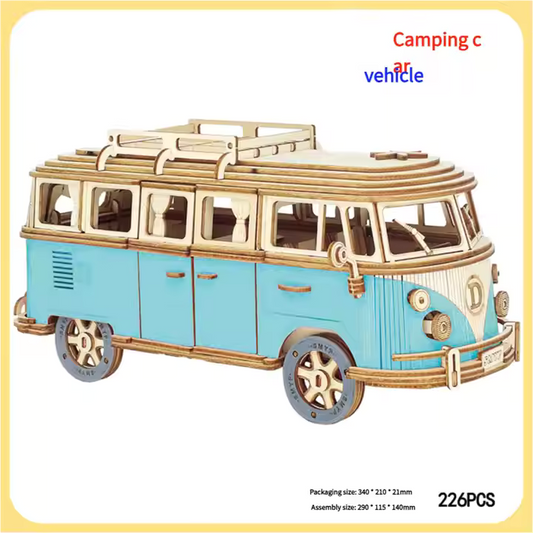 Vehiculo de camping color celeste
